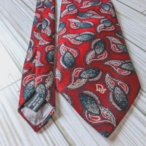 Christian Dior Vintage Paisley Silk Necktie in Vivid Red and Blue
